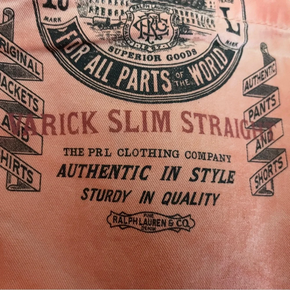 Polo Ralph Lauren Varick Slim Straight Leg Jeans Men's 36 X 30 Pink Dye Vacation